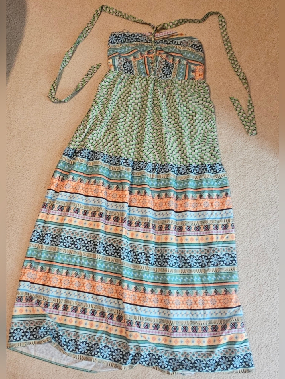 NWT...DAVI & DANI Kahuna Halter Maxi Dress SIZE LARGE - Picture 7 of 10